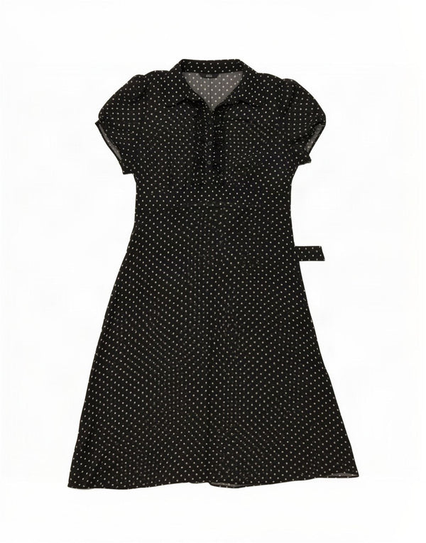 Marks & Spencer Womens See Through A-Line Dress UK 14 Medium Black Spotted