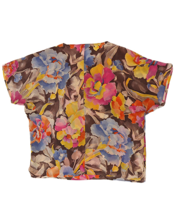 Vintage Womens Blouse Top IT 46 Large Multicoloured Floral Acetate