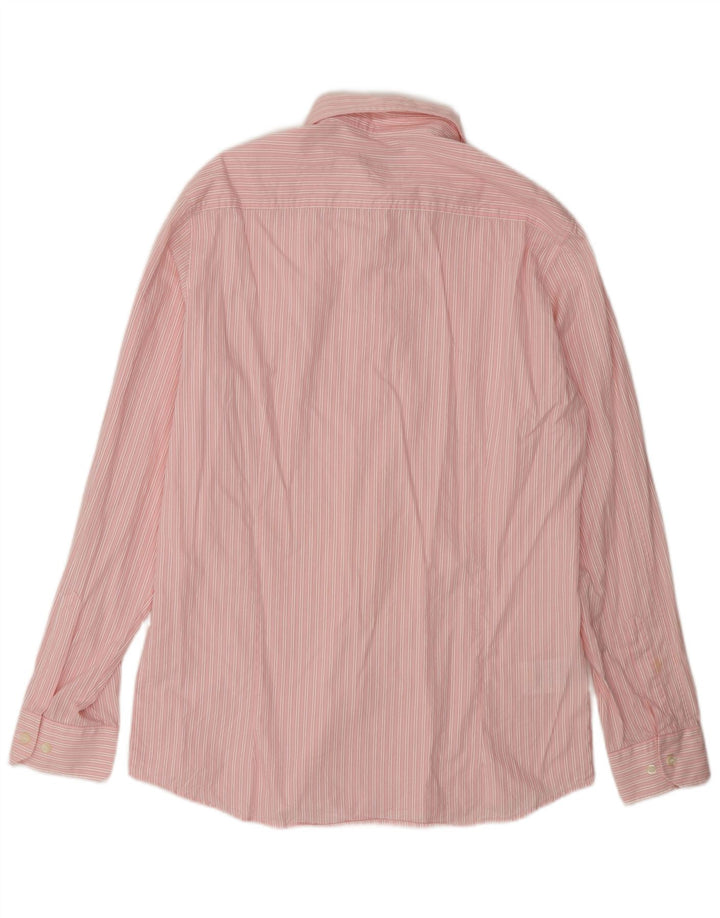 HUGO BOSS Mens Shirt Large Pink Striped Cotton