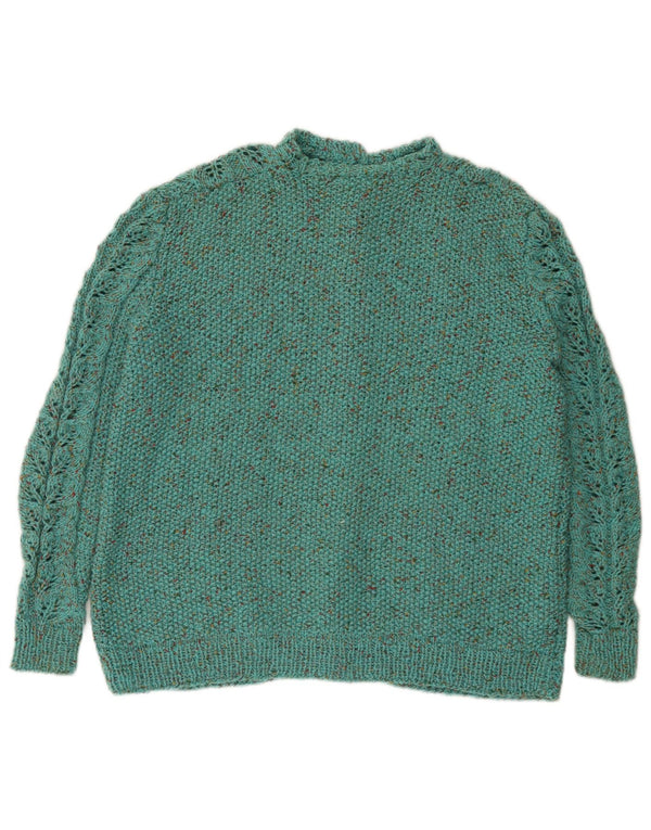 Vintage Womens Cardigan Sweater UK 16 Large Turquoise Flecked