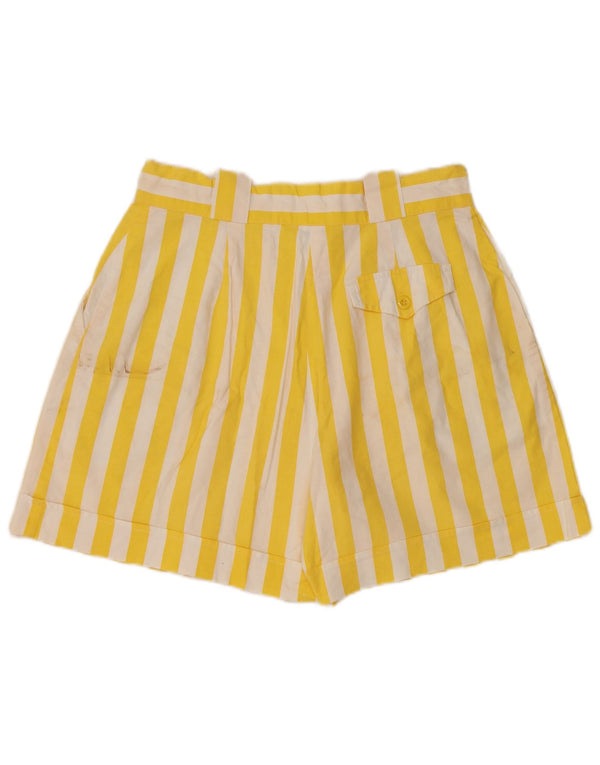 VINTAGE Womens Wide Leg Chino Shorts EU 42 Large W30 Yellow Striped