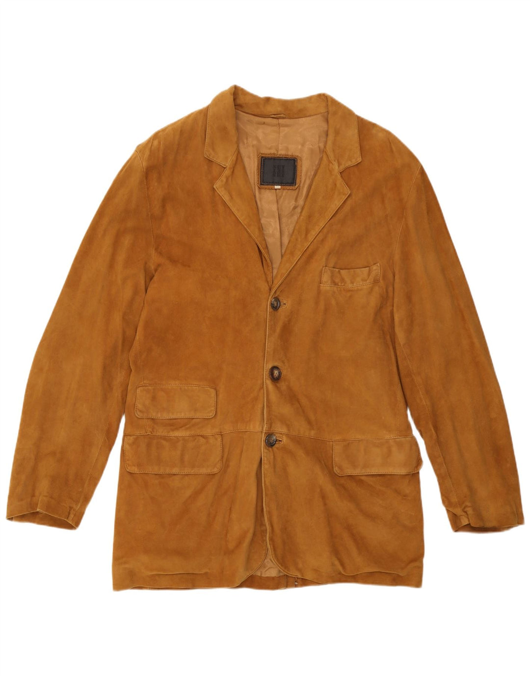 Vintage Mens 3 Button Suede Blazer Jacket IT 50 Large Brown Leather