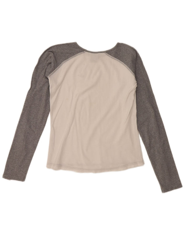 NIKE Womens Top Long Sleeve UK 10/12 Medium White Colourblock