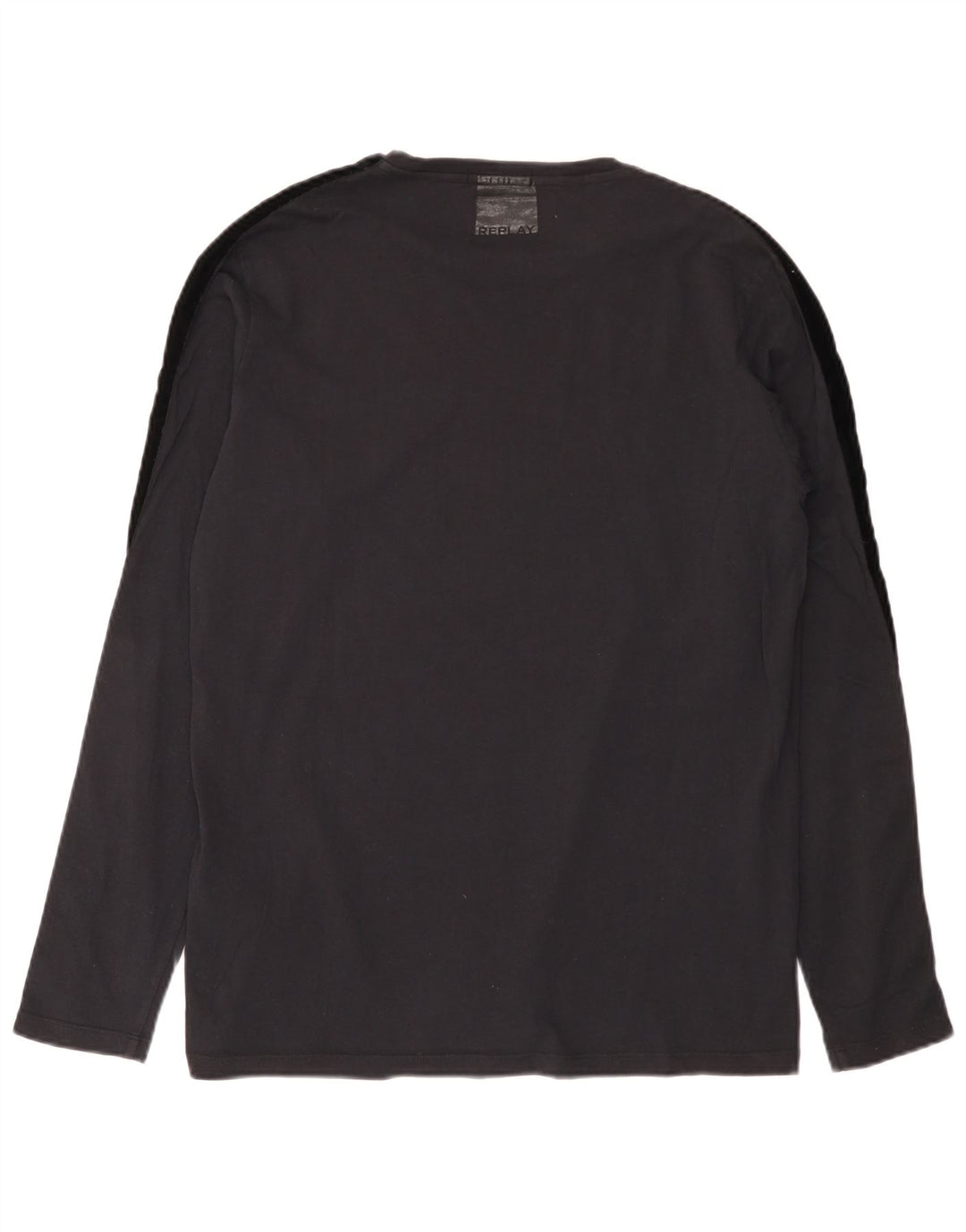 Replay Mens Top Long Sleeve Large Black Colourblock Cotton
