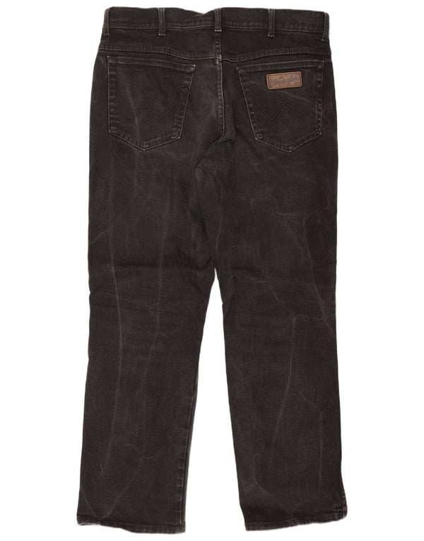 Wrangler Mens Texas Stretch Straight Jeans W36 L30 Black Cotton