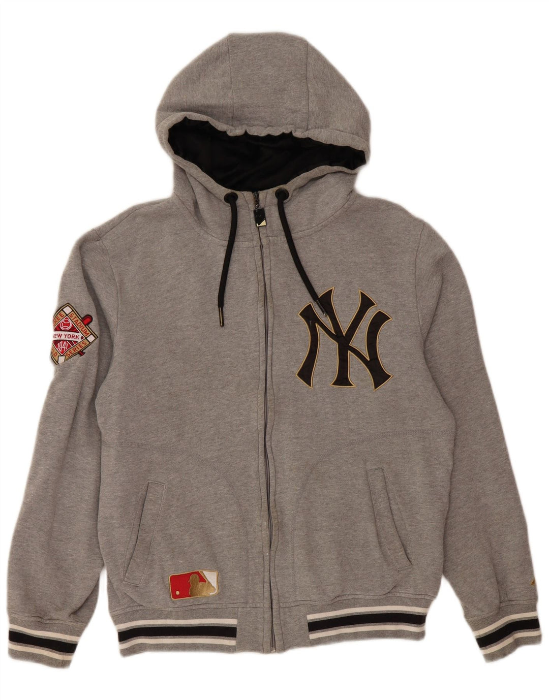 MAJESTIC Womens New York Yankees Zip Hoodie Sweater UK 14 Medium Grey