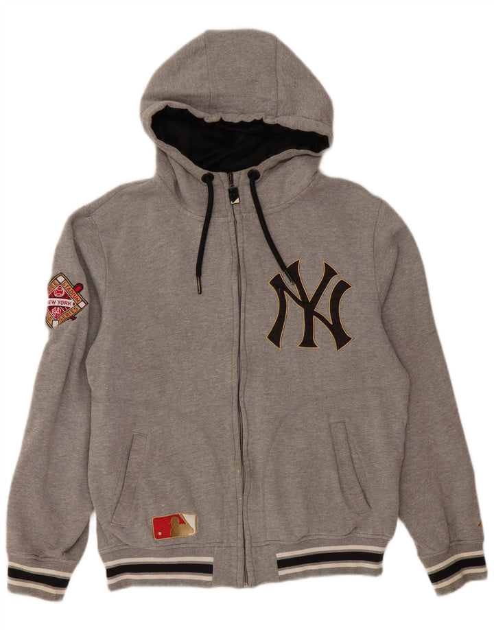 MAJESTIC Womens New York Yankees Zip Hoodie Sweater UK 14 Medium Grey