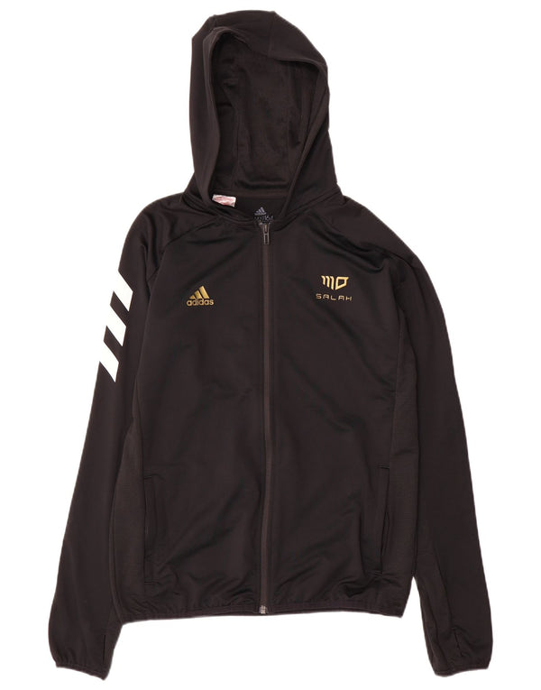 Adidas Boys Salah Hooded Tracksuit Top Jacket 13-14 Years Black Colourblock