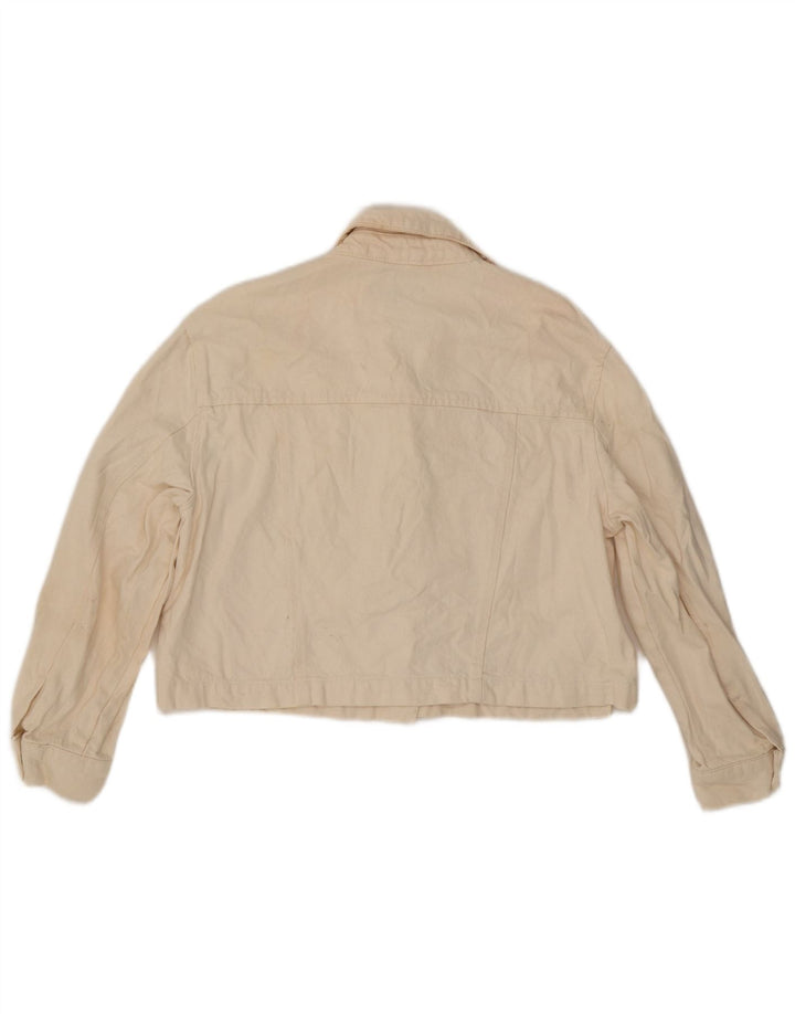 Zara Womens Crop Oversized Denim Jacket UK 10 Small White