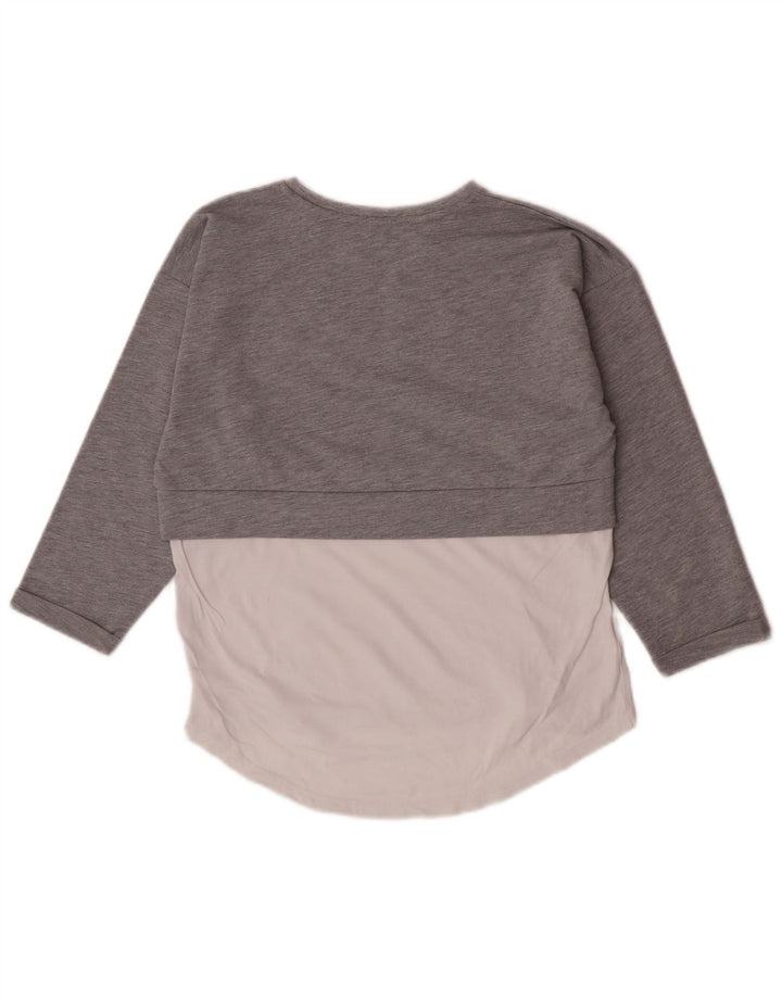 Guess Womens Graphic Top 3/4 Sleeve UK 10 Small Grey