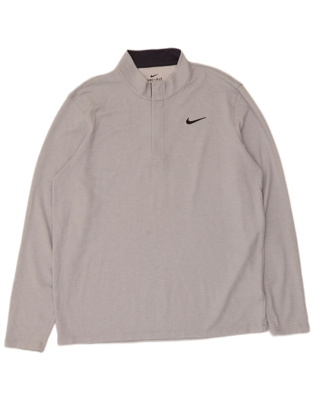 Nike Mens Dri Fit Standard Zip Neck Pullover Tracksuit Top Large Grey