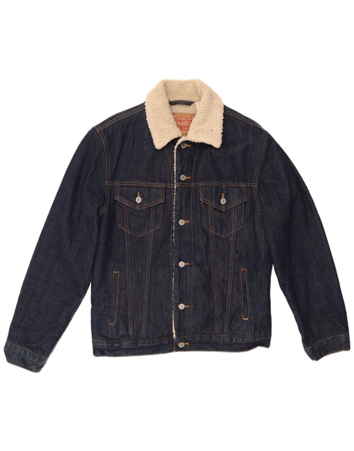 Levi's Mens Sherpa Denim Jacket UK 38 Medium Navy Blue Cotton