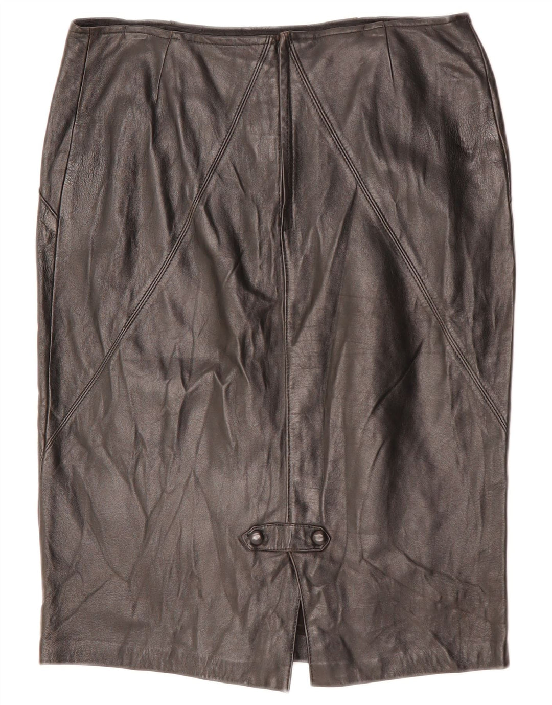 VINTAGE Womens Leather Skirt W32 Large Black