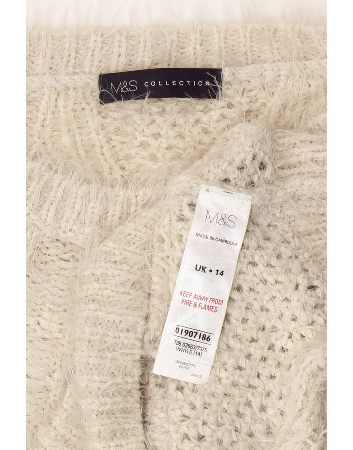 Marks & Spencer Womens Boat Neck Jumper Sweater UK 14 Large Off White