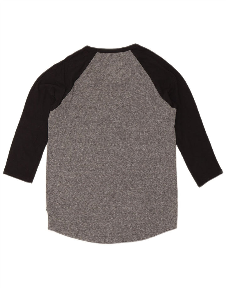 VANS Womens Graphic Top 3/4 Sleeve UK 10 Small Grey Colourblock