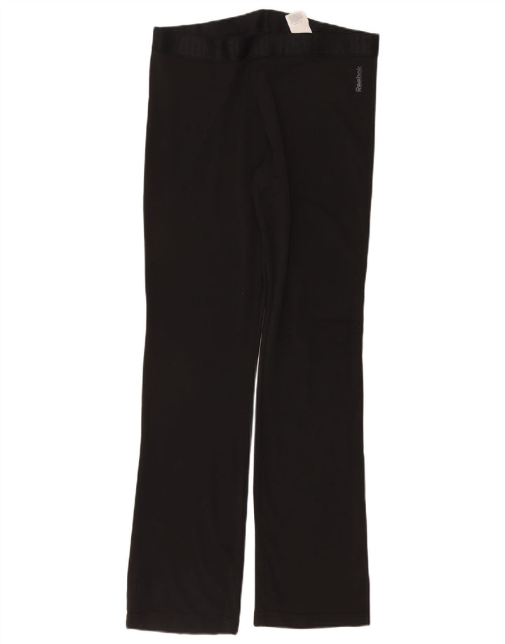 REEBOK Womens Leggings UK 12/14 Medium  Black Polyester