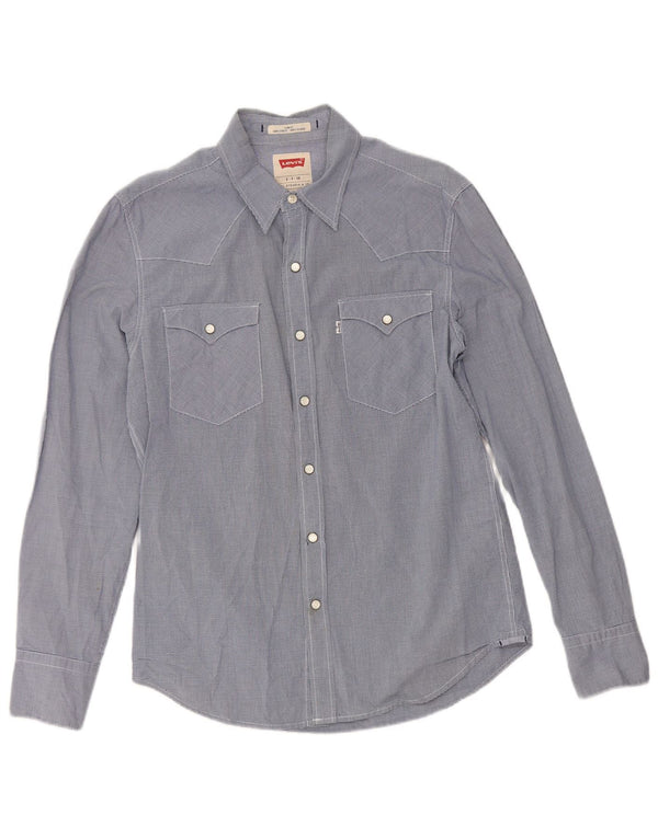 Levi's Mens Slim Fit Shirt Small Navy Blue Gingham Cotton