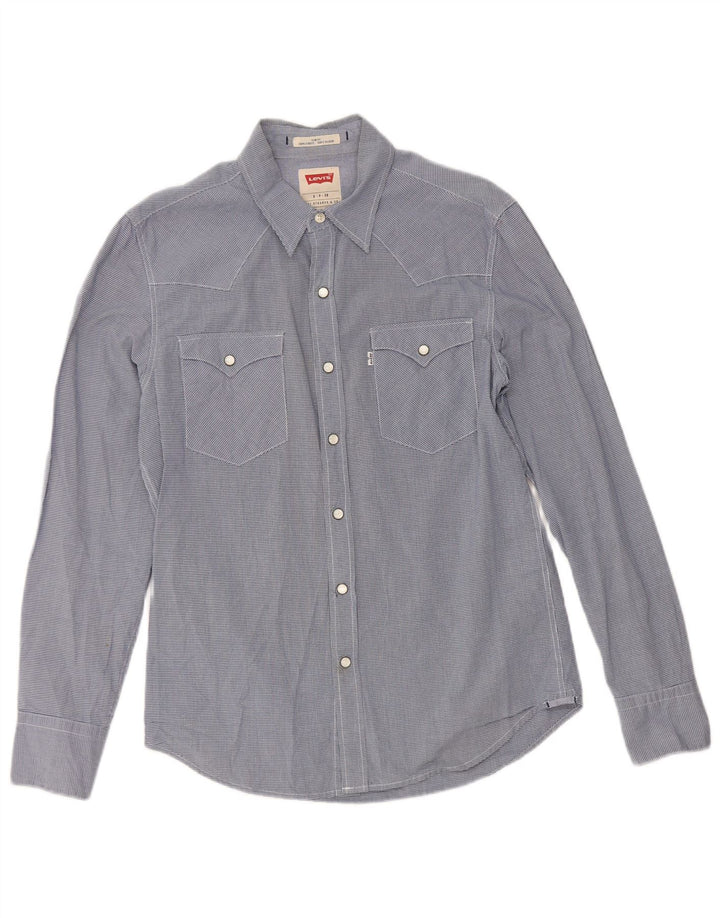 Levi's Mens Slim Fit Shirt Small Navy Blue Gingham Cotton