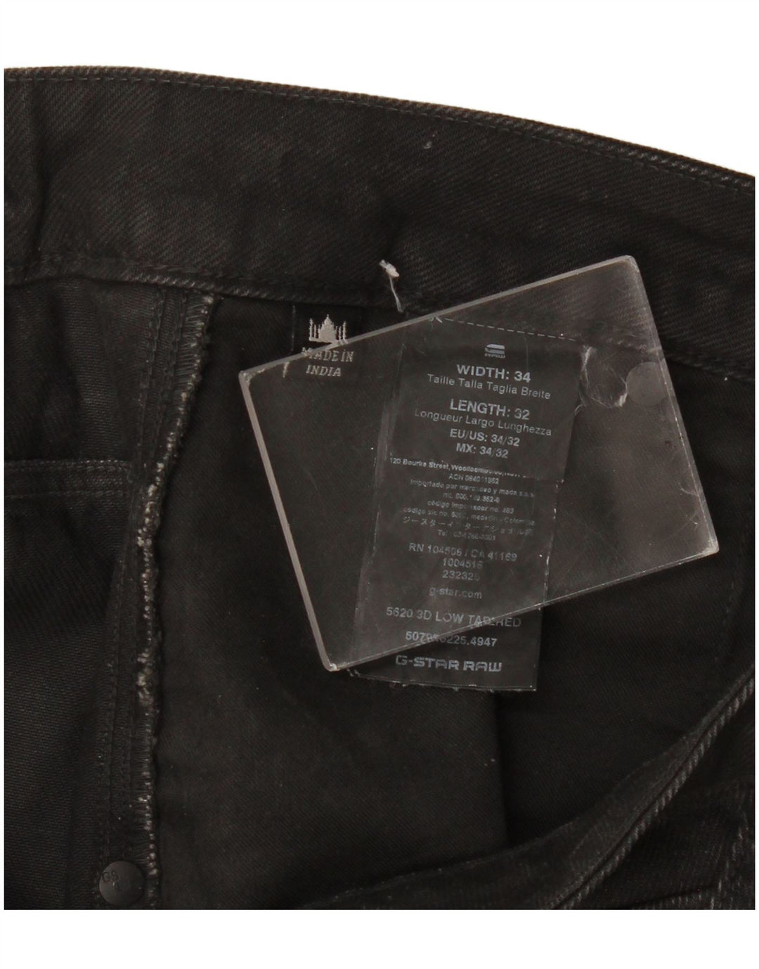 G-Star Mens Tapered Jeans W34 L32 Black Cotton