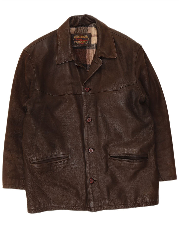 Pointers Mens Leather Jacket UK 40 Large Brown