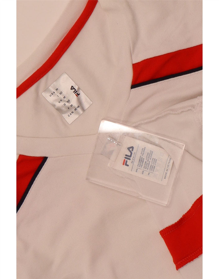 Fila Mens T-Shirt Top Medium White Colourblock Polyamide