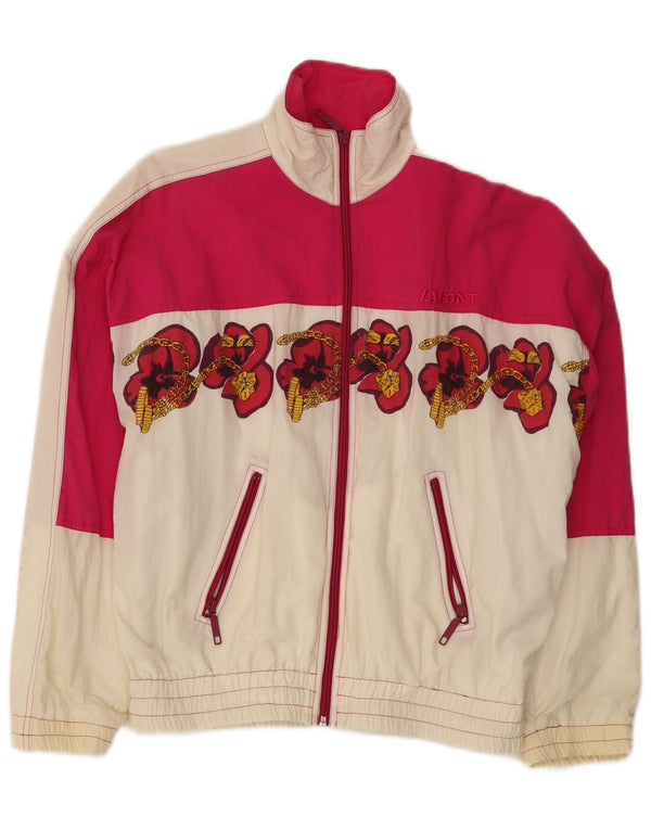 La Font Womens Oversized Tracksuit Top Jacket IT 42 Medium White Floral