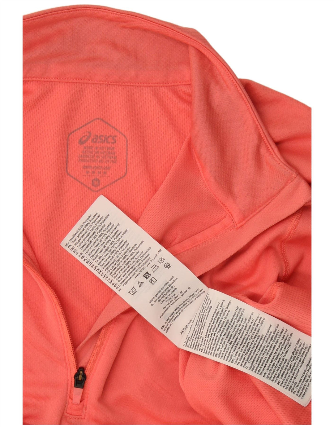 Asics Womens Zip Neck Pullover Tracksuit Top UK 14 Medium Pink Polyester