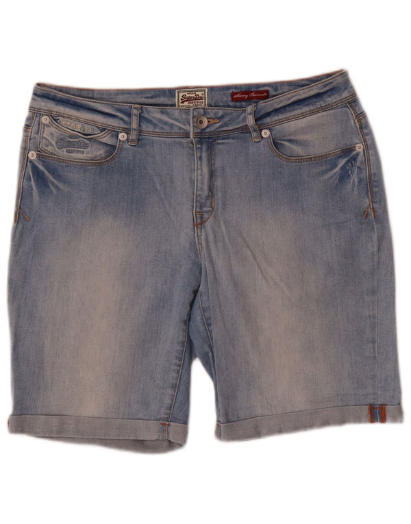 Superdry Womens Bermuda Skinny Denim Shorts W30 Medium Blue Cotton