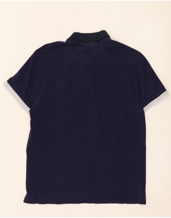 LACOSTE Mens Regular Fit Polo Shirt Size 4 Medium Navy Blue Cotton