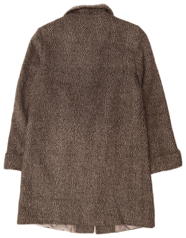 Marks & Spencer Womens Autograph Overcoat UK 12 Medium Grey Herringbone