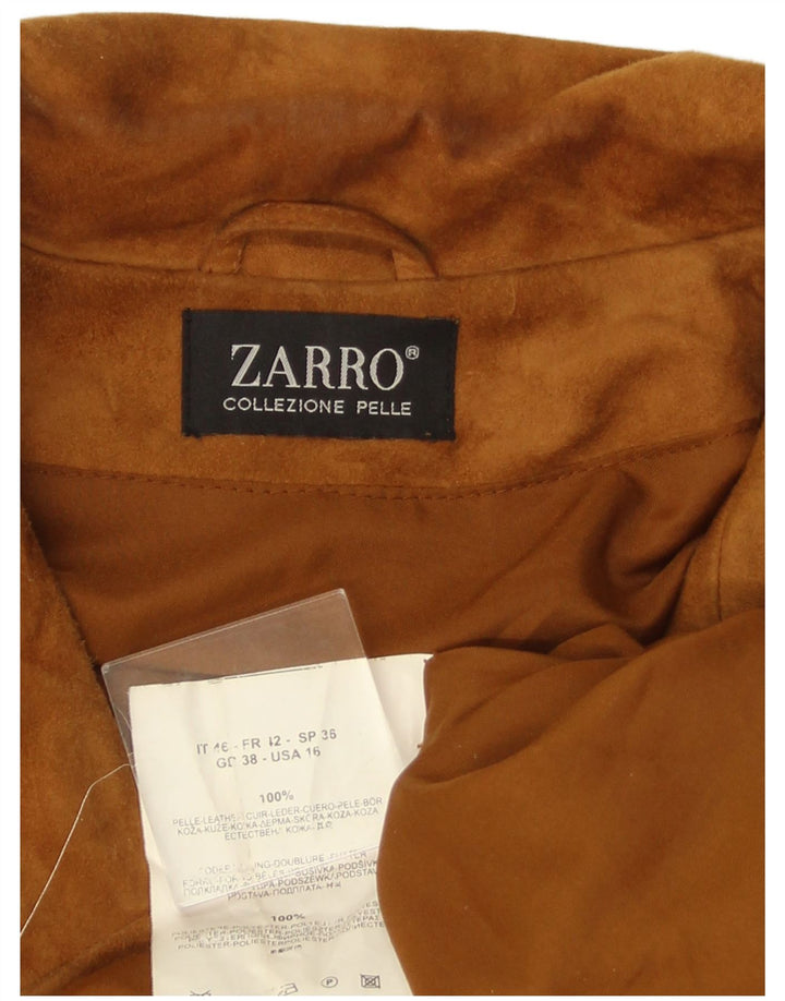 ZARRO Womens Suede Jacket IT 46 Large Beige Leather