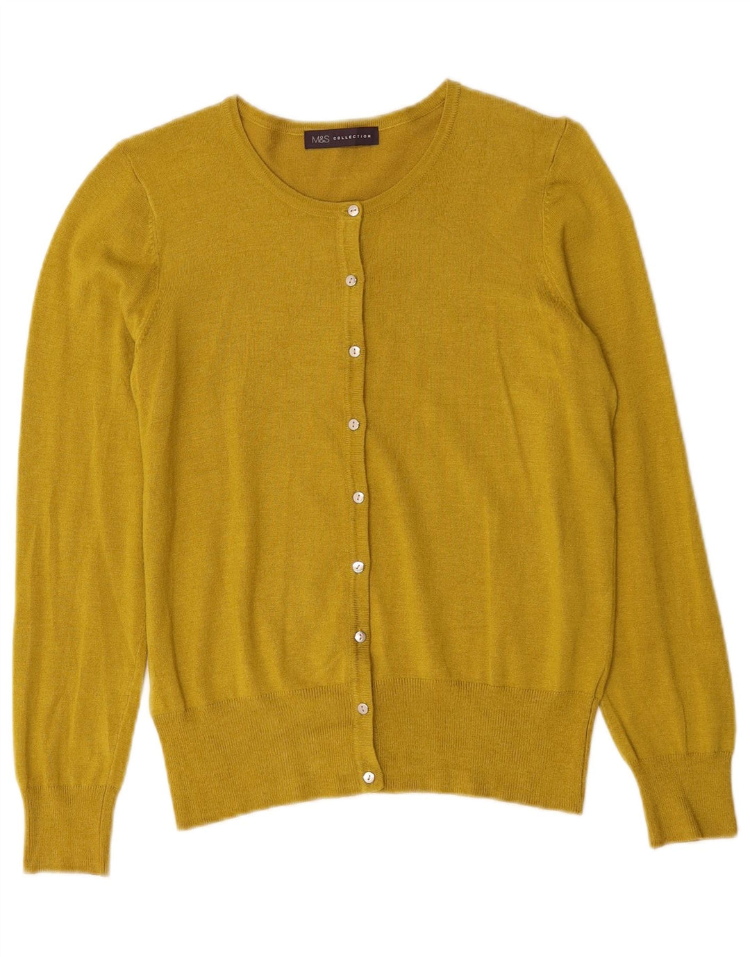 MARKS & SPENCER Womens Cardigan Sweater UK 10 Small Yellow