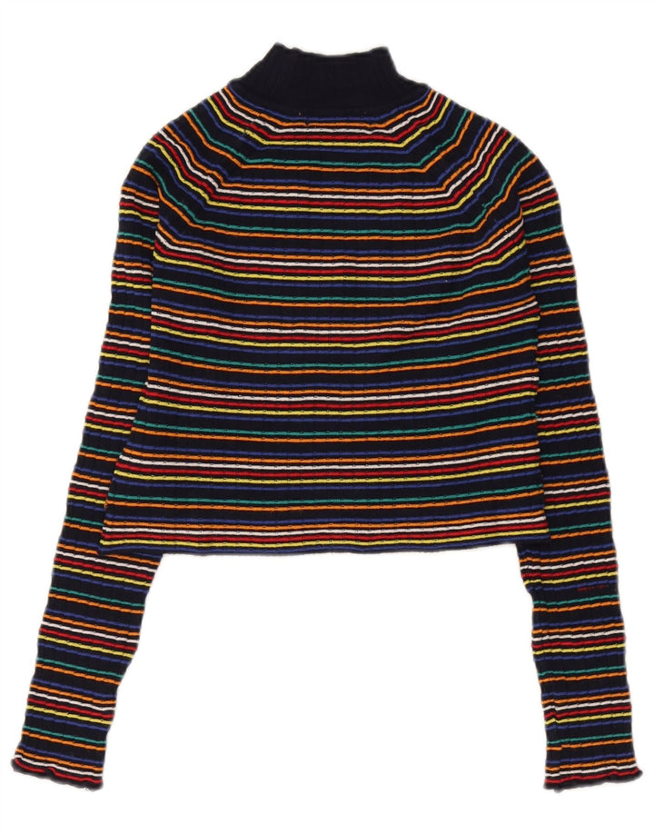Zara Womens Turtle Neck Jumper Sweater UK 12 Medium Multicoloured Striped