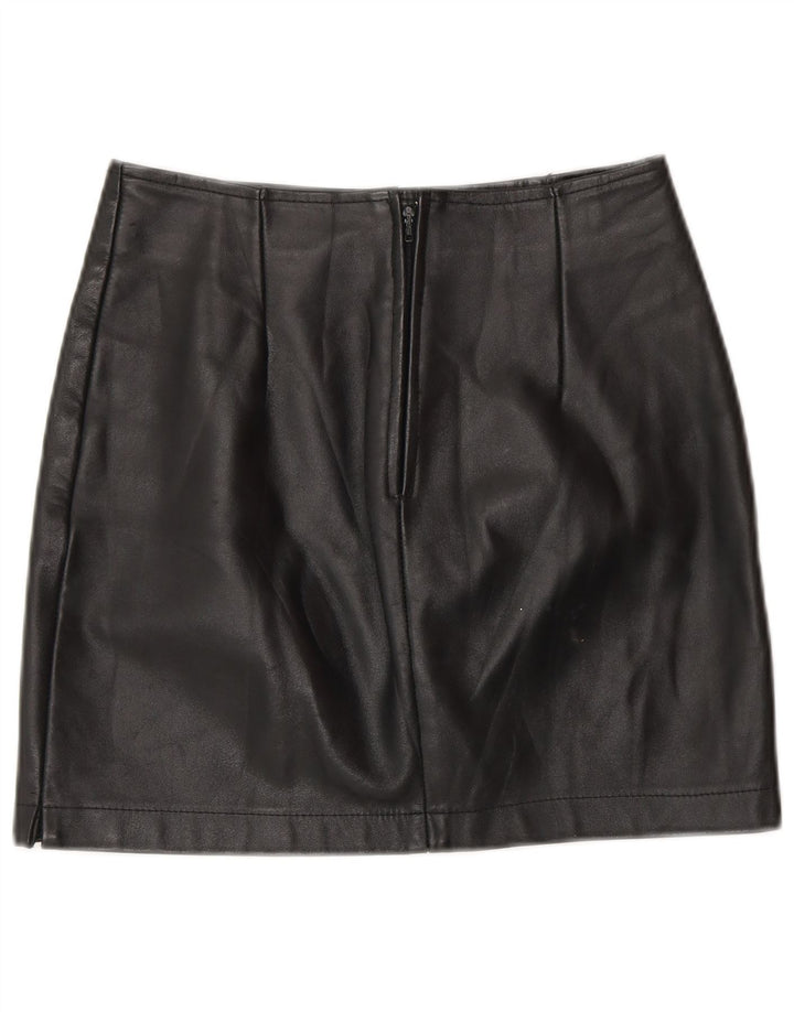 COLOMBUS Womens Leather Skirt W26 Small Black Leather