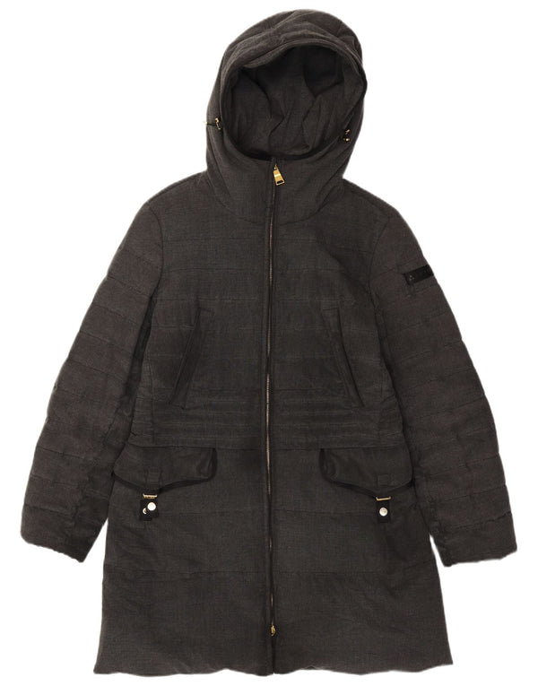 PEUTEREY Womens Hooded Padded Coat IT 46 Large Grey Polyester