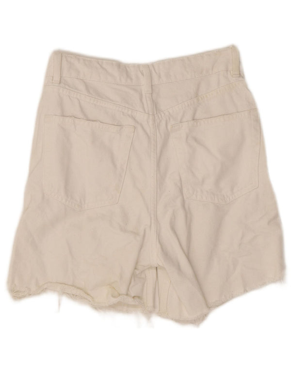 Zara Womens Distressed Denim Shorts EU 36 XS W26 White Cotton