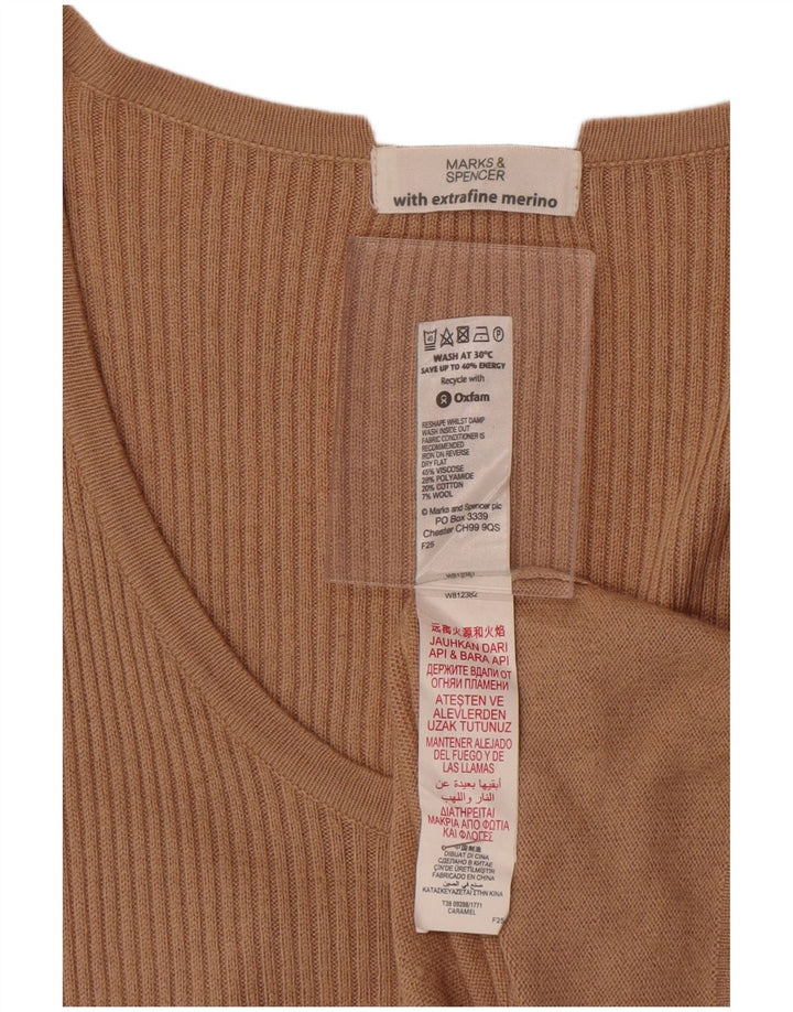 Marks & Spencer Womens Jumper Dress UK 14 Medium Beige Viscose