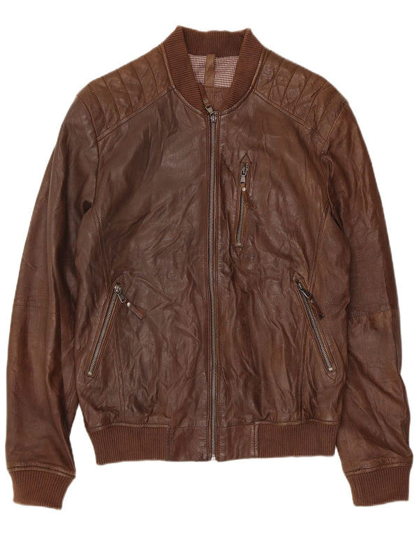 Conbipel Mens Leather Jacket IT 48 Medium Brown Leather