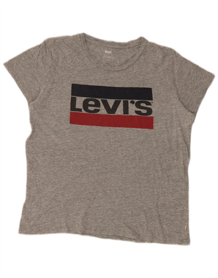 Levi's Womens Graphic T-Shirt Top UK 14 Medium Grey Cotton