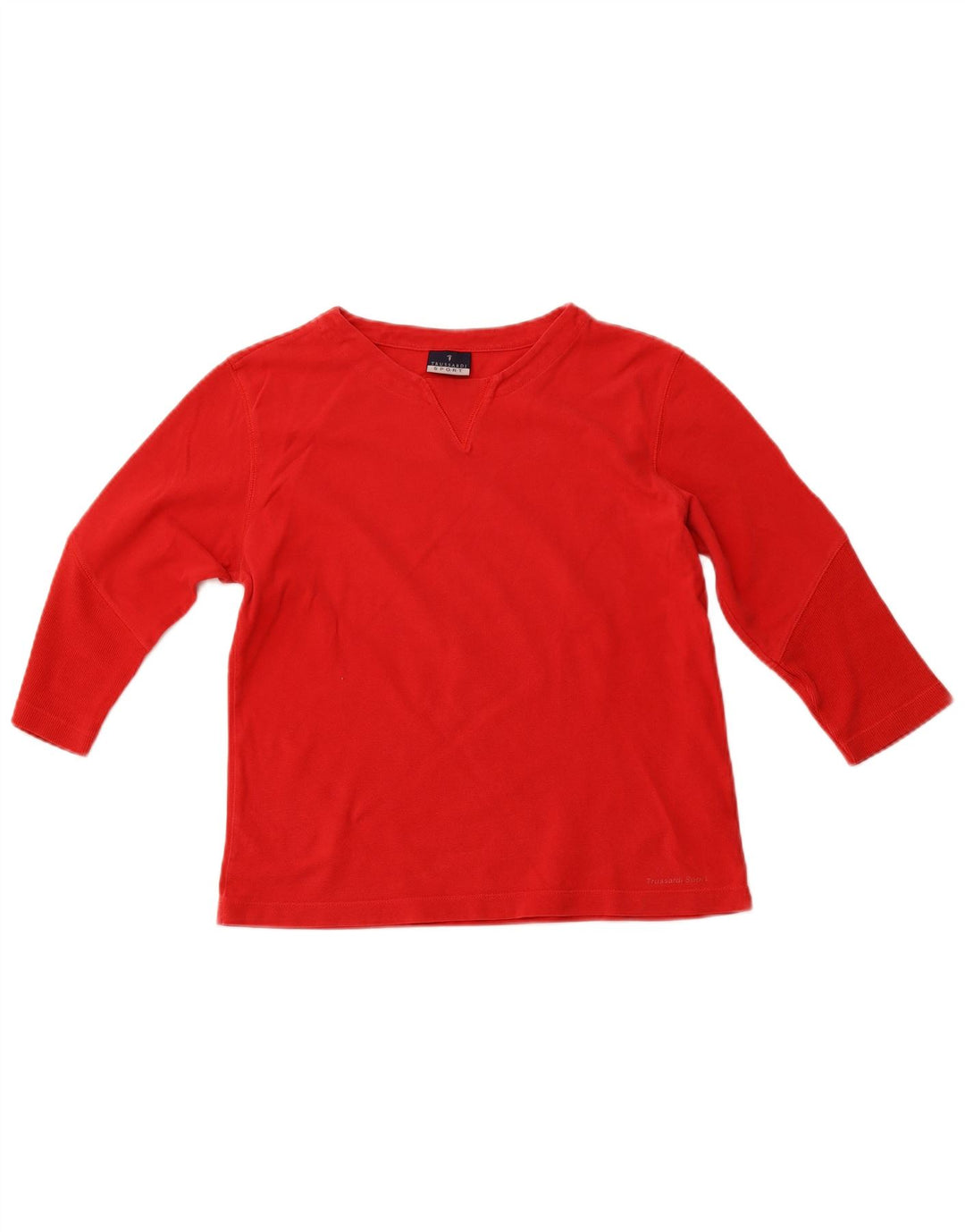 TRUSSARDI Womens Top 3/4 Sleeve UK 14 Medium Red Cotton