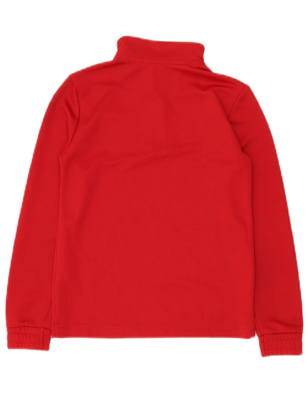 ADIDAS Boys Aeroready Graphic Zip Neck Top Long Sleeve 9-10 Years Red