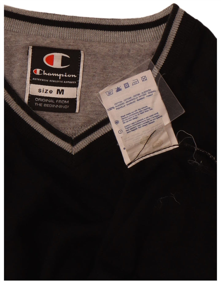 CHAMPION Womens T-Shirt Top UK 12 Medium Black Cotton