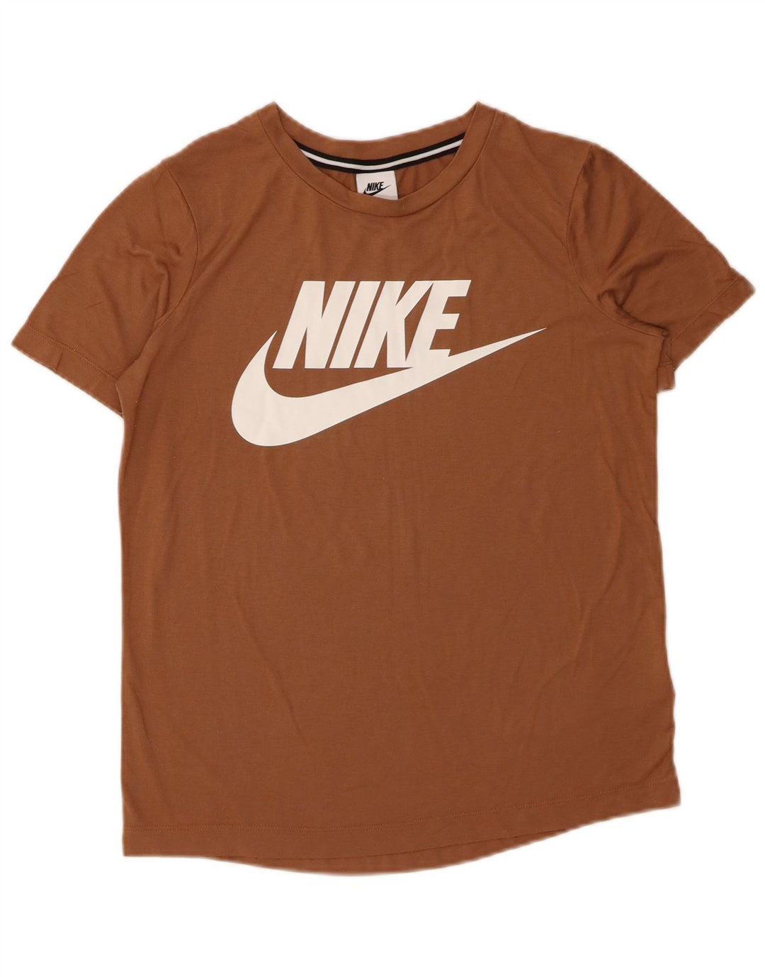 NIKE Womens Graphic T-Shirt Top UK 10 Small Brown Polyester