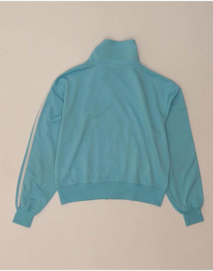 Adidas Womens Crop Tracksuit Top Jacket UK 14 Medium Blue Polyester