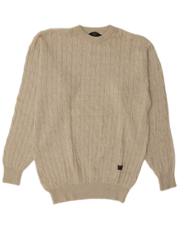 Paul & Shark Mens Crew Neck Jumper Sweater Large Grey Virgin Wool