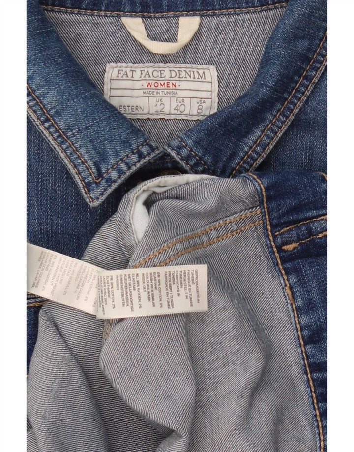 Fat Face Womens Denim Jacket UK 12 Medium Blue Cotton