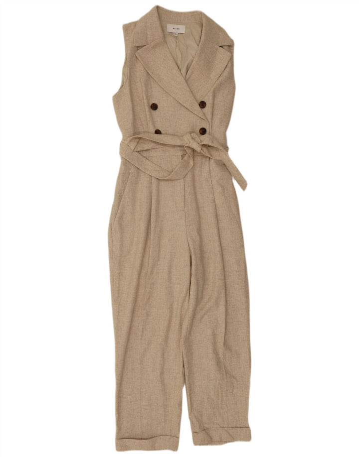 Reiss Womens Sleeveless Jumpsuit UK 12 Medium Beige Wool
