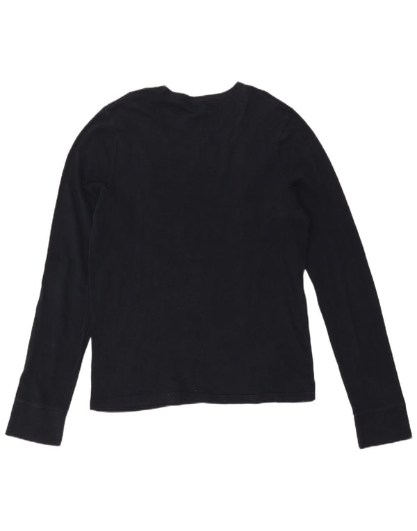 Hollister Mens Graphic Top Long Sleeve Large Black Cotton