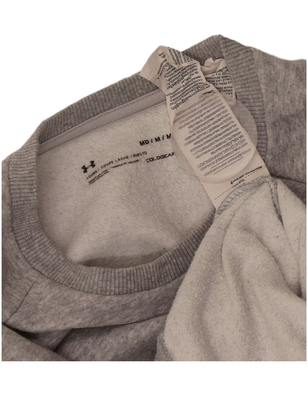 UNDER ARMOUR Mens Cold Gear Sweatshirt Jumper Medium Grey Flecked Cotton