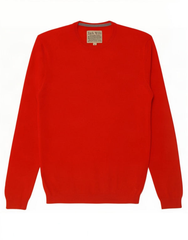 Jack Wills Mens Crew Neck Jumper Sweater Small Red Merino Wool